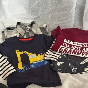 Kids Long Sleeve Shirt Set with Construction and Space Themes